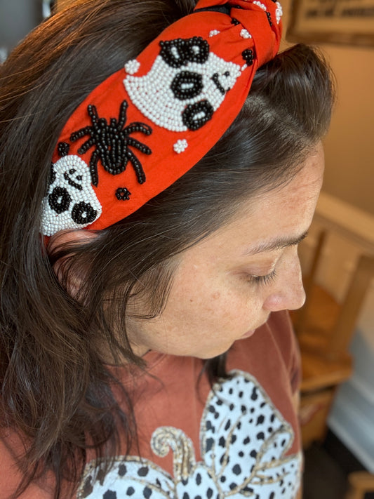 Ghost & Spider Beaded Headband (RTS)