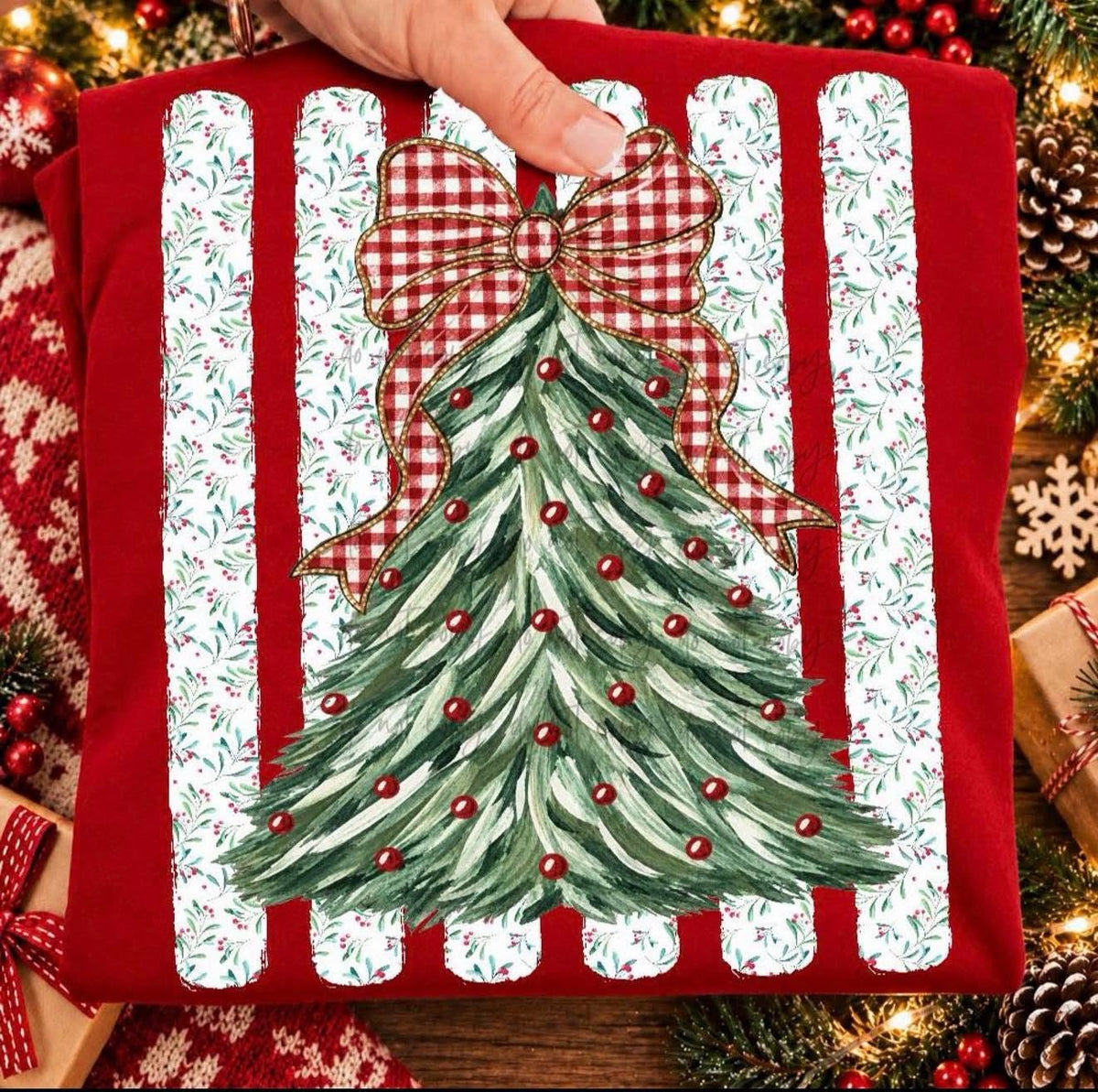 Red Buffalo Plaid Bow Christmas Tree