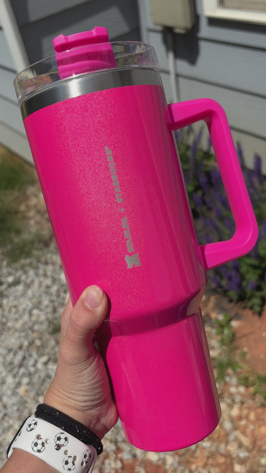 Stan + Starbs pink glitter cup