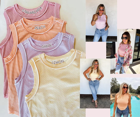 SUMMER BIANCA STRIPED RIBBED TANK