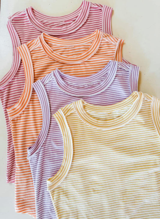 Summer Bianca Striped Ribbed Tank (RTS)