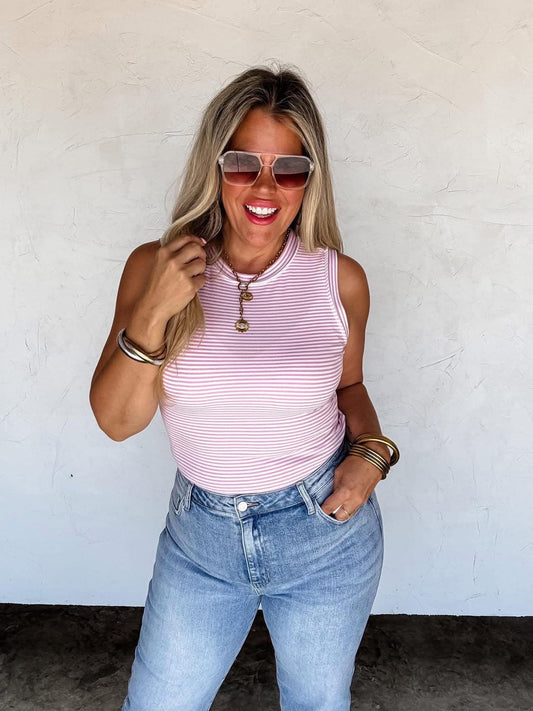 Summer Bianca Striped Ribbed Tank (RTS)