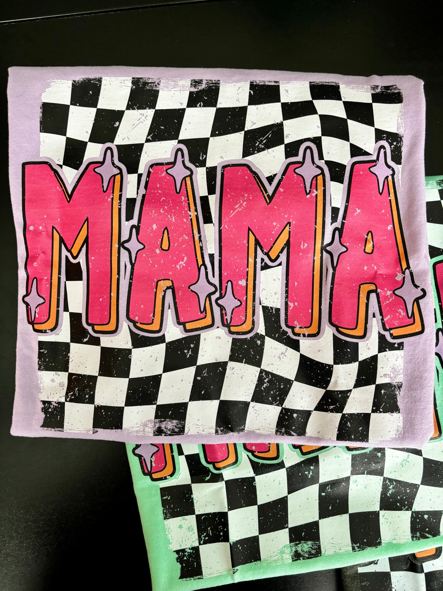 MAMA Checkered Tee (COMFORT COLORS)