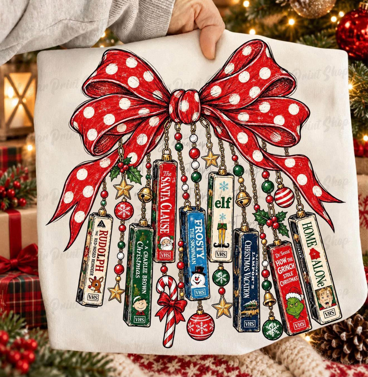 Polka Dot Bow Christmas Movie Charms
