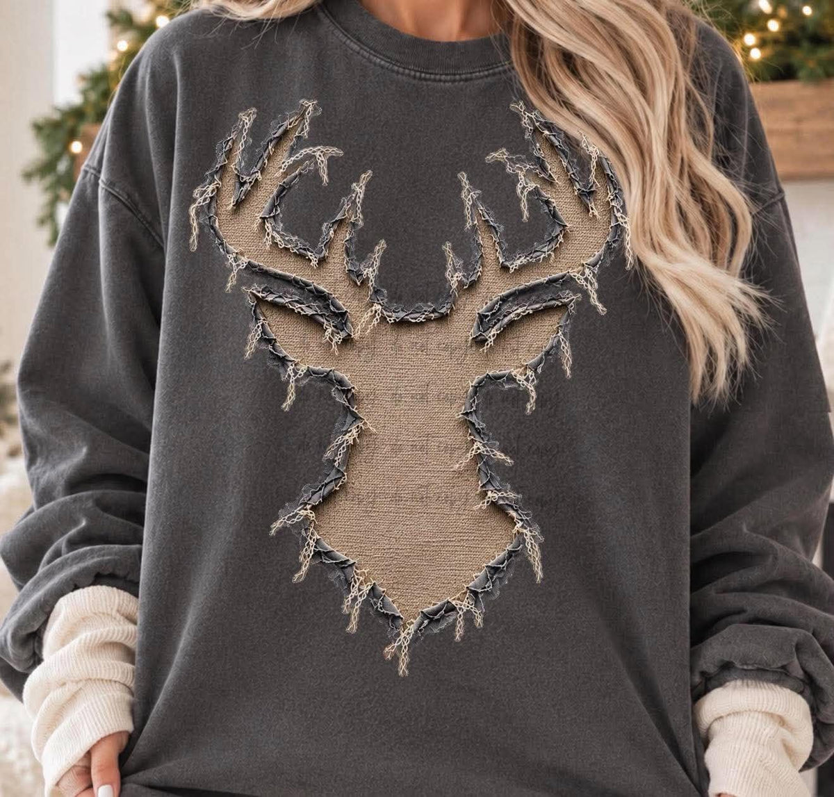 Leopard Reindeer Faux Applique Fringe