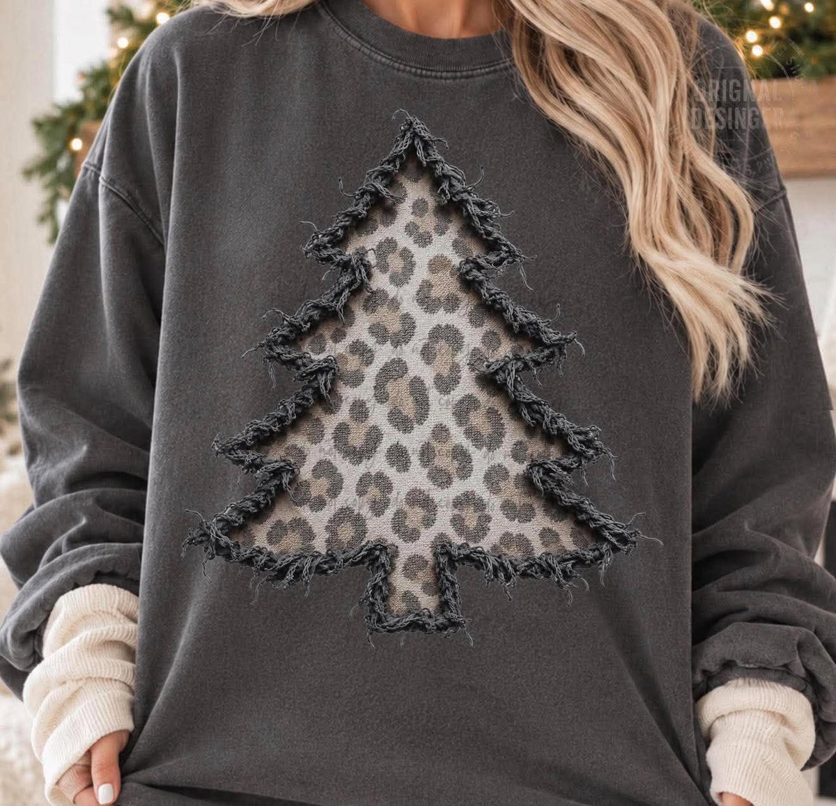 Leopard Tree Faux Applique Fringe