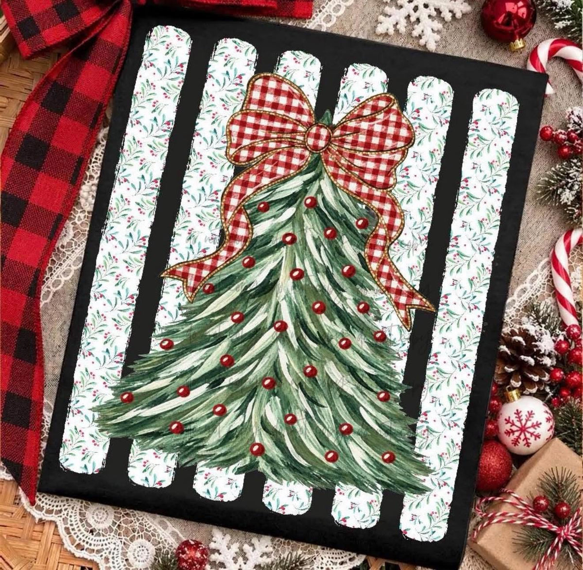Red Buffalo Plaid Bow Christmas Tree