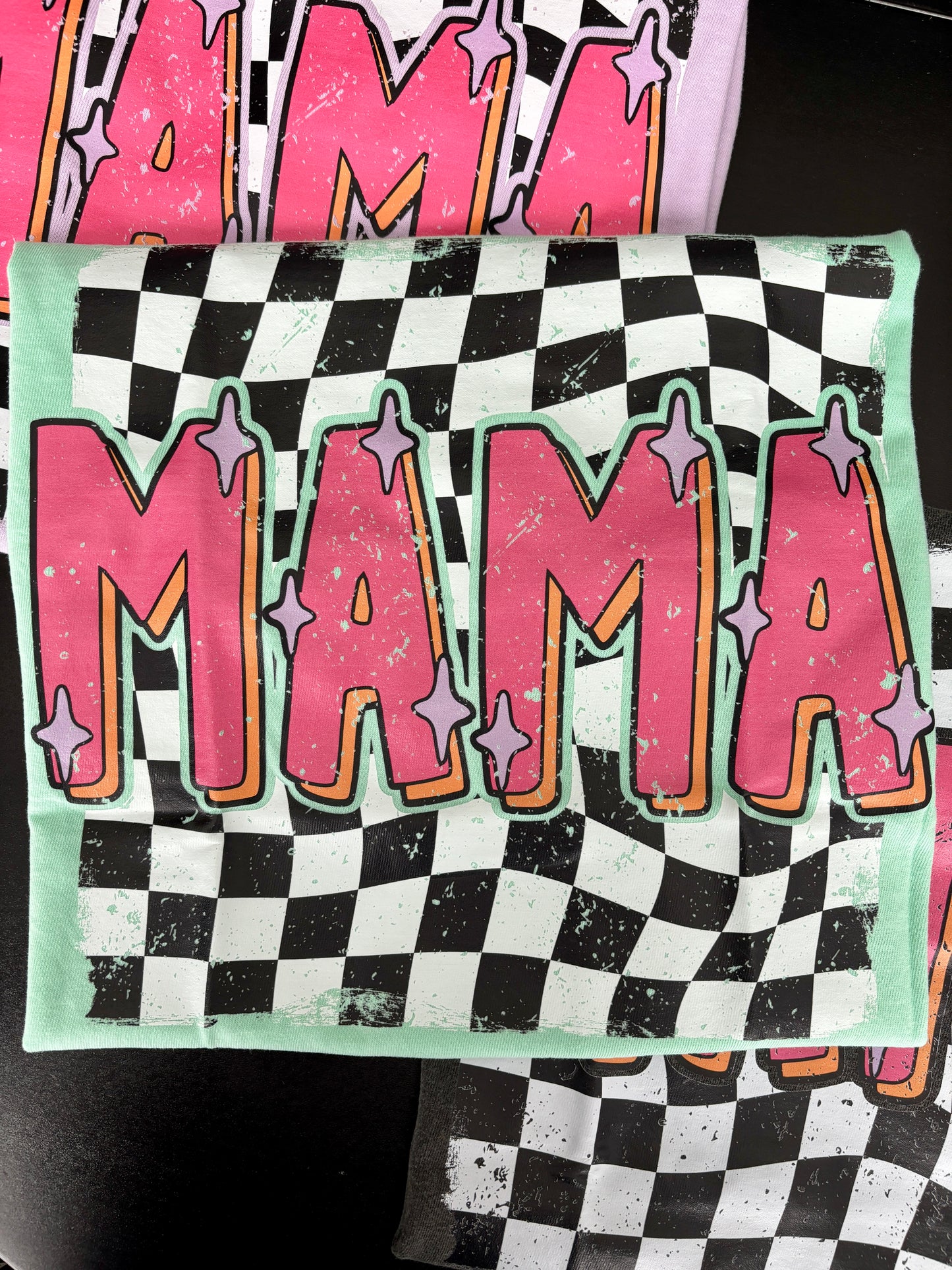 MAMA Checkered Tee (COMFORT COLORS)