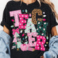 Pink & Leopard School Occupations Faux Applique (MULTIPLE TITLES)