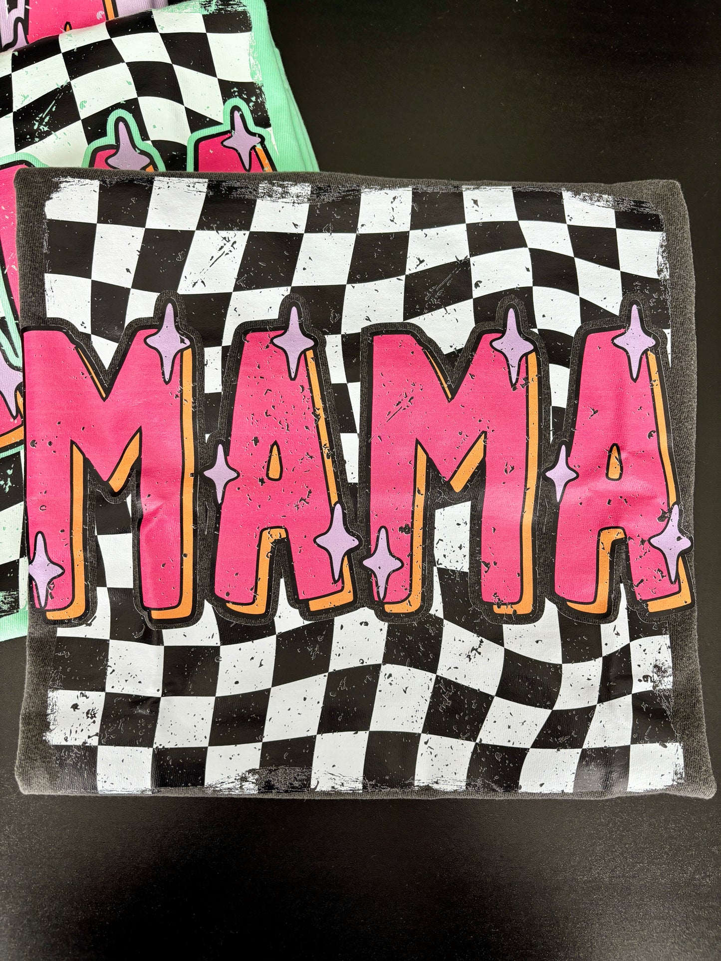 MAMA Checkered Tee (COMFORT COLORS)