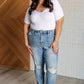 Aiden High Rise Patch Pocket Distressed Boyfriend Jeans