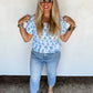 BLUE ESSIE FLORAL SMOCKED TOP