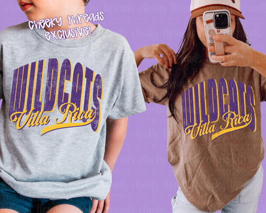Distressed Villa Rica Wildcats Arch {adult}