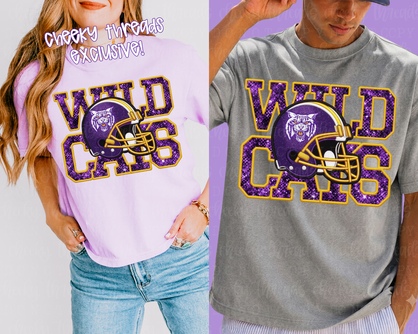 Wildcats Faux Sequin Football Helmet {adult}