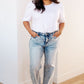 Dory High Waist Mineral Wash Raw Hem Wide Leg Jeans