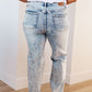 Dory High Waist Mineral Wash Raw Hem Wide Leg Jeans