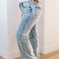 Dory High Waist Mineral Wash Raw Hem Wide Leg Jeans