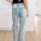 Dory High Waist Mineral Wash Raw Hem Wide Leg Jeans