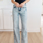 Dory High Waist Mineral Wash Raw Hem Wide Leg Jeans