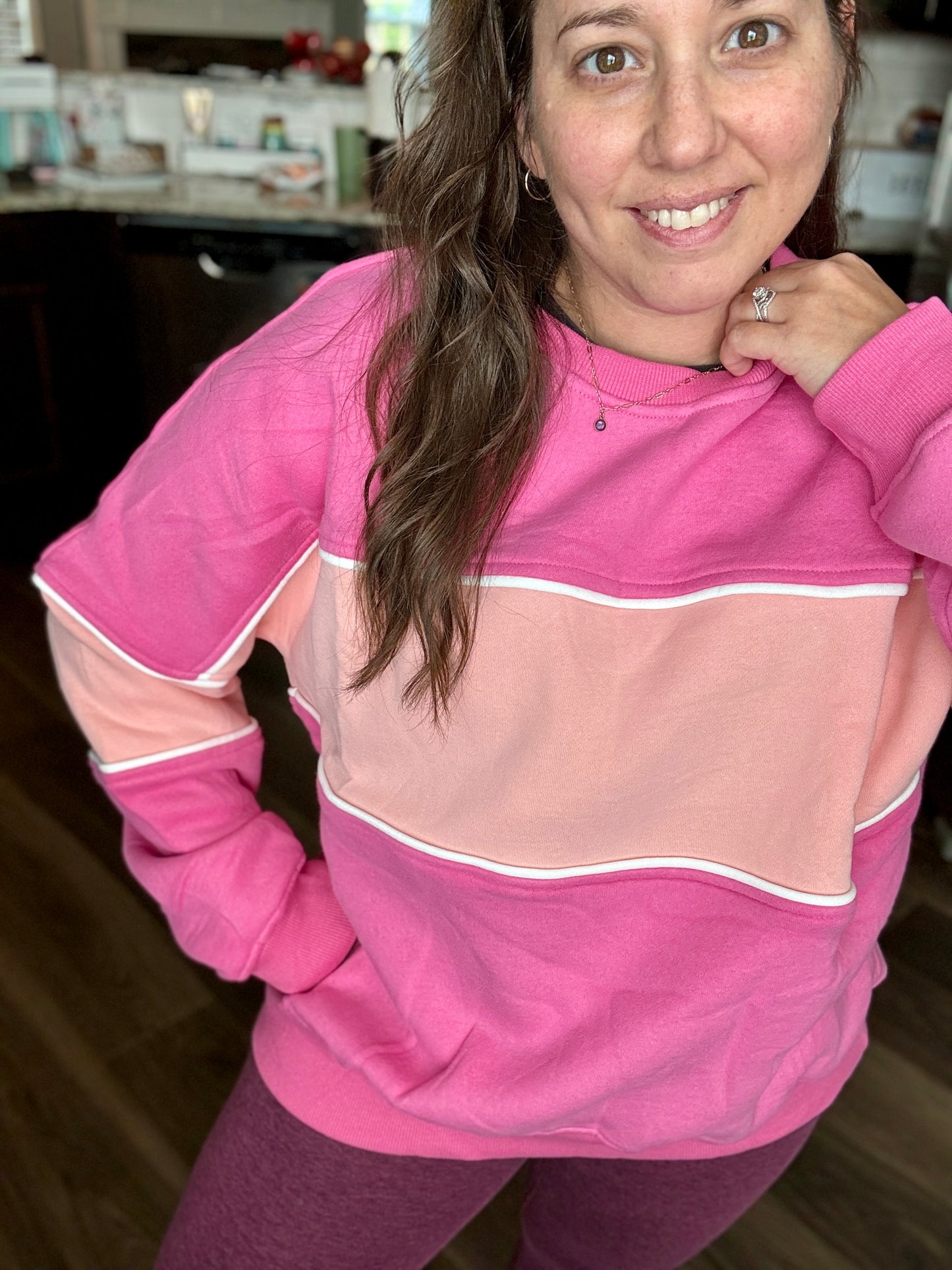 Pink Colorblock Sweatshirt