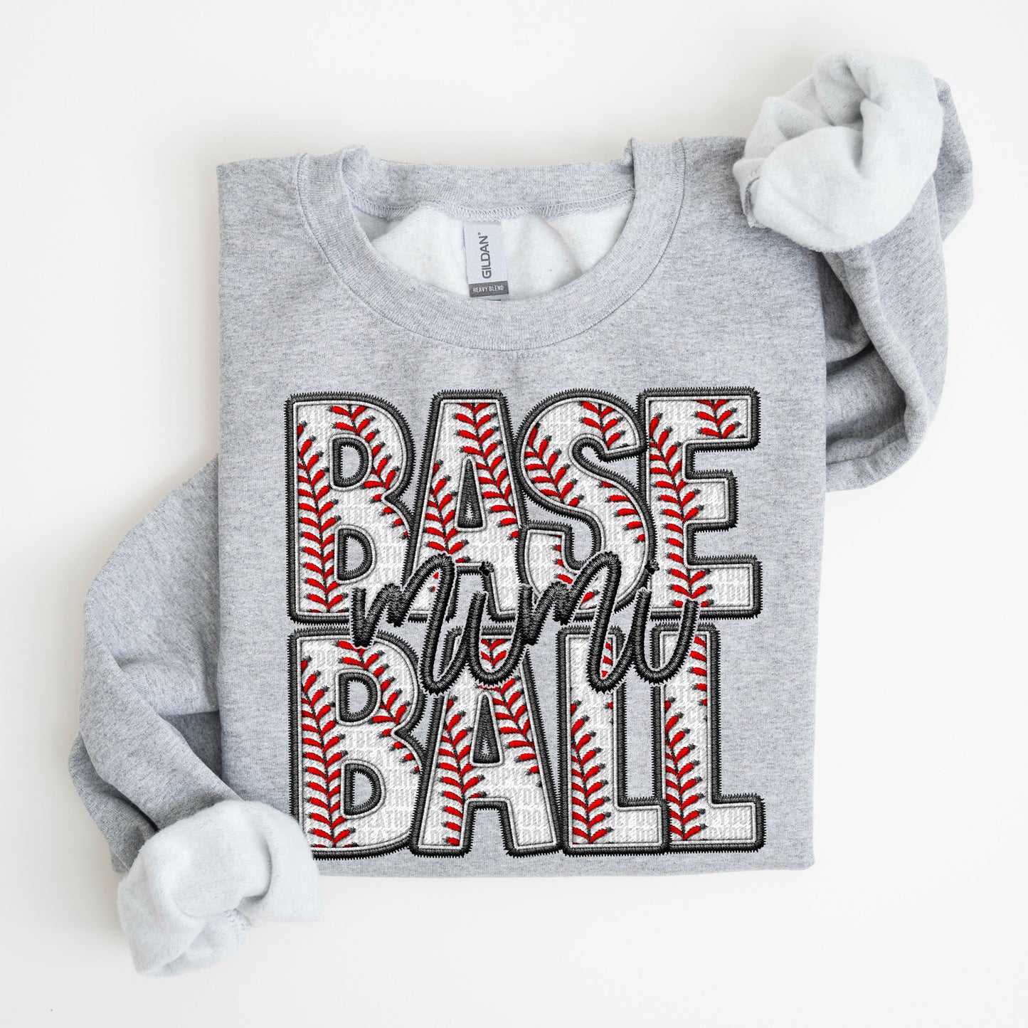 Baseball Family Sweatshirt FAUX embroidery - Multiple Styles