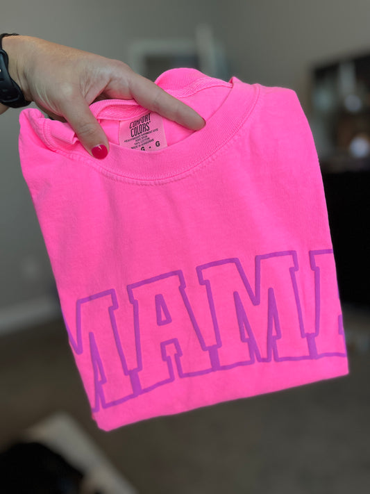 MAMA Puff Tee - hot pink